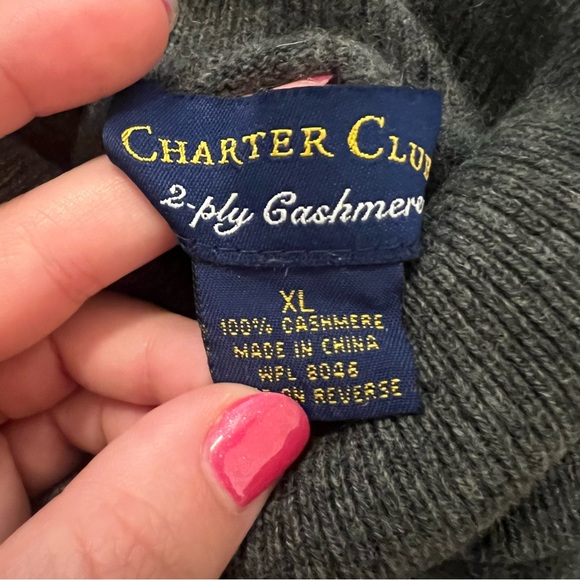 {Charter Club} 100% Cashmere Grey Turtleneck Sweater - Picture 2 of 7